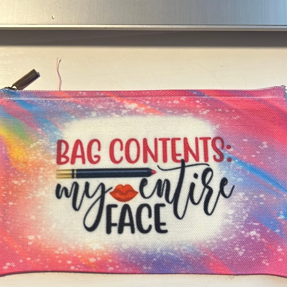These are sublimated makeup bags they can be designed with anything